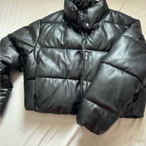 Zara faux leather puffer jacket